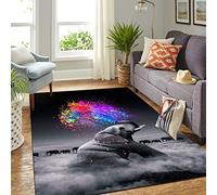 Wolf Elephant Unicorn Prined Large Area Rug for Living Room Bedroom Dream Catcher Starry Painted Graffiti Pattern Non-slip Flannel Kids Room Play Floor Mat Non-slip Rug (Grey,80x120 cm)