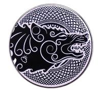 Wolf Enamel Pin Badge Yin Yang Nature Wild Animals Gothic Design, Klein, Non-precious metal