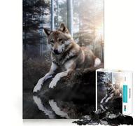Wolf Enjoying The Sunrise 1000 Piece Teenager Puzzles Cognitive Boost Fun Tight Lock No Loose Pieces Engaging Way to Pass Free Hours (38x26cm)