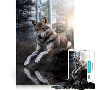 Wolf Enjoying The Sunrise Jigsaw Puzzles 1000 Mind Skill Play Premium Laser Cut Quality Quiet Time Mind Exercise at Home (50x75cm)