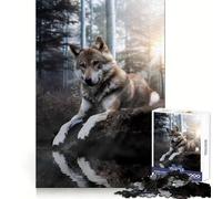 Wolf Enjoying The Sunrise Jigsaw Puzzles for Teenagers 1000 Pieces Clear Recall Leisure Activity Flawless Cut Best Gift (38x26cm)
