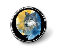 Wolf Ethnic Feathers Round Pin Brooch Badge Button Stylish Aluminum Decorative for Clothes Backpacks Hats