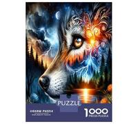 Wolf Eye Spark 1000 Piece Premium Jigsaw Puzzle Mythic Canine Intuition Jigsaw Puzzle Set Premium Cardstock Senior Enthusiasts Concentration Training Housewarming Office Break Gift Game 70x50cm/1000pc