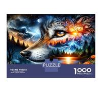 Wolf Eye Spark 1000 Pieces Jigsaw Puzzle Set Mythic Canine Intuition Jigsaw Puzzle Premium Cardstock Senior Enthusiasts Concentration Training Housewarming Gift Indoor Leisure 52x38cm/1000pcs