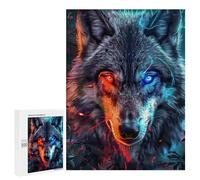 Wolf Eyes Red Vs Blue, 500 PCS Wooden Brain Teaser for Adults, Home Décor Activity, for Screen-Free Relaxation at Home