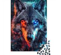 Wolf Eyes Red Vs Blue Puzzle 1000 Pieces, Wolf Themed Theme Jigsaw Puzzle, Gift for Puzzle Collectors, 38x26cm/1000pcs