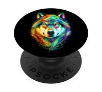 Wolf Face Colorful Painting PopSockets PopGrip: Swappable Grip for Phones & Tablets