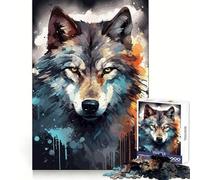 Wolf Face Dark Watercolor Teenagers 1000 Piece Jigsaw Puzzle Focus Training Leisure Activity Tight Join Thoughtful Gift (50x75cm)