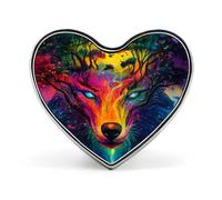 Wolf Face Forests Heart Metal Brooches 1 Inch Decorative Badges Exquisite Decorations Pins for Clothing