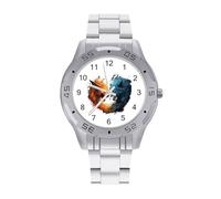 Wolf Face in Ice and Fire Watches for Men Business Dress Watch Analog Quartz Wristwatch Stainless Steel Band