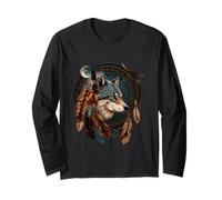 Wolf Face Tribe Headdress Ethnic Abstract Wolf Lover Wolves Long Sleeve T-Shirt