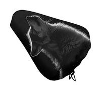 Wolf Facing The Moon Bike Seat Cover Waterproof Oxford Fabric, Universal Adjustable Bicycle Saddle Cover with Drawstring Easy Install Protective Rain Dust Covers for Women Men