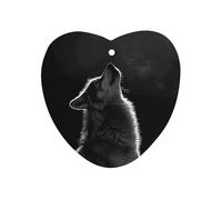 Wolf Facing The Moon Car Air Freshener Hanging, Long Lasting Scented Car Aromatherapy Tablets, Love form Fragrance Scented Cards for Vehicles, Bedroom, Wardrobe White-style