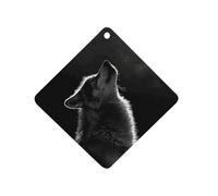 Wolf Facing The Moon Car Air Freshener Hanging, Long Lasting Scented Car Aromatherapy Tablets, Rhombus Fragrance Scented Cards for Vehicles, Bedroom, Wardrobe White-style