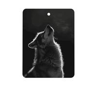 Wolf Facing The Moon Car Air Freshener Hanging, Long Lasting Scented Car Aromatherapy Tablets, Square Fragrance Scented Cards for Vehicles, Bedroom, Wardrobe White-style