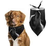 Wolf Facing The Moon Dog Bandanas for Feeding Grooming, Triangle Pet Bibs for Cats & Dogs Washable Fashion Pets Scarf for Party Travel 27.6 X 11.8 Inch