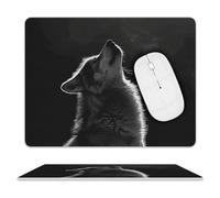 Wolf Facing The Moon Mouse Pad Ultra Thin, Leather Mousepad with Waterproof Smooth Surface, Anti Slip Mouse Pad for Gaming, Office & Home, 10 X 8 Inch