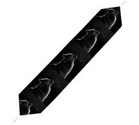 Wolf Facing The Moon Table Runner for Dining Table, Short Plush Runners Washable & Durable Tablerunner Modern Home Decor for Wedding, Kitchen, Holiday 200*33cm