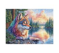 Wolf Fall Forest 500 Piece Jigsaw Puzzle for Adults Teens Dorm Room Decor Study Break Challenging Puzzle Great Gift for College 500 PCS