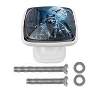 Wolf Family Drawer Pulls Kitchen Cabinet Knobs White Dresser Knob Cupboard Door Handles Hardware for Bathroom Cabinets, Set of 4