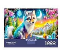 Wolf Family Night 1000pcs Jigsaw Puzzle Galaxy Fox Wall Decor - Heavy-Duty Jigsaw Cardboard & Puzzle for The Whole Family 52x38cm/1000pcs Difficult 1000 Piece Puzzle