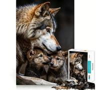 Wolf Family Portrait 1000 Piece Jigsaw Brain Skill Game High Precision Die Cut Fascinating Hobby for Idle Moments (38x26cm)