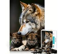 Wolf Family Portrait Jigsaw Puzzles1000 Pieces Cognitive Boost Fun Burr Free Clean Cut Pieces Holiday Indoor Entertainment Toy (38x26cm)