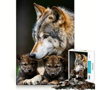 Wolf Family Portrait Jigsaws 1000 Pieces for Adults Memory Boost Game Professional Grade Cutting Heartwarming Gathering Activity (50x75cm)