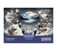 Wolf Family Puzzles 1000 Pieces with High Definition Print Centenary Jigsaws White Wolf & Dreamcatcher for A Sustainable Hobby As Wall Art Puzzle 38x26cm/1000pcs