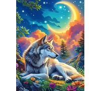 Wolf Family Under The Crescent Moon 1000 Piece Jigsaw Puzzle for Adults Wildlife Plant Lunch Break Activity Quick Escape No Duplicate Pieces for Busy Professionals 1000 PCS