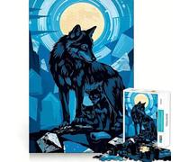 Wolf Family Under The Moon 1000 Piece Jigsaw Puzzles Memory Train Fun Smooth Burr Free Surface Entertaining Challenge for Spare Time (38x52cm)