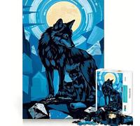 Wolf Family Under The Moon Jigsaw for Adults 1000 Pieces Think Skill Game High Precision Die Cut Entertaining Challenge for Spare Time (38x26cm)
