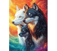 Wolf Family Under The Stars 1000-piece Jigsaw Puzzle Bundle Wildlife Pet Family Puzzle Lovers Brain Training Mindful Activity Spring Gift Durable Cardboard 1000 PCS
