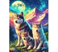 Wolf Family Watching The Sunset 300 Piece Complete Jigsaw Puzzle Set Wildlife Pet Teens Beginners Educational Challenge Puzzle Fans Group Play Anniversary Creativity & Gift Giving 300 PCS