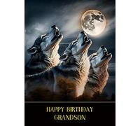 Wolf Fantasy Birthday Card for Grandson 1280