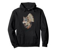 Wolf Feather Bohemian Wildlife Dreamcatcher Native American Pullover Hoodie