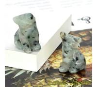 Wolf Figurine Various Natural Energy Stone Crystasl Amethyst Jade Quartz Wild Animal Carved Reiki Mini Craft Home Decor 1.2"