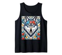 Wolf Floral Animal Folklore Bohemian Moon Wilderness Tank Top