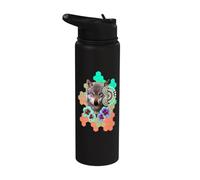 Wolf Floral Flower Alien Honeycomb Turquoise Pastel Ecology Stainless Steel Insulated Water Bottle