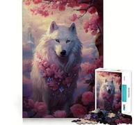 Wolf Flowers Jigsaw Puzzle 1000 Piece Mind Train Fun Burr Free Clean Cut Pieces Absorbing Activity for Quiet Nights (38x26cm)