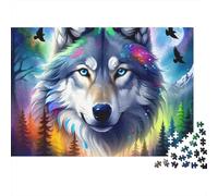 Wolf Forest 1000 Piece Jigsaw Puzzle for Adults Paper Puzzle Night Sky Focus 52x38cm/1000pcs