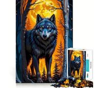 Wolf Forest Full Moon 1000 Piece Teenager Puzzles Cognitive Boost Fun Tight Lock No Loose Pieces Engaging Way to Pass Free Hours (38x26cm)