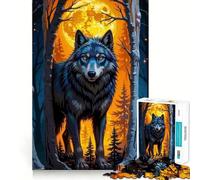 Wolf Forest Full Moon Adults 1000 Piece Jigsaw Puzzle Focus Memory Game Zero Gap Compact Fun for Family Game Time (50x75cm)