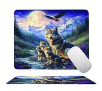 Wolf Forest Mouse Mat 20 x 15 cm Ultra Thin, with Stitched Edges Office Mouse Pad, Non-Slip Rubber Base, Waterproof & Washable, Home Desk Accessories, Aesthetic with Design Mousepad 200x150mm s0z-487