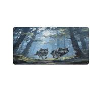 Wolf Forest Mouse Pad Portable Non Slip Keyboard Mat 12 X 24 in Square Anime Desk Pad Protectort Retro Elegant Desk Mat for Home Office and Game