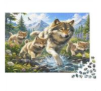 Wolf Forest Stream 1000 Piece Mini Jigsaw Puzzle For Adults Gift Idea | 70x50cm Cardboard Puzzle Lovers Family Bonding Puzzle Game Birthday Gift Home Decor