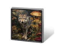Wolf Forests Mushrooms Square Enamel Brooch Pin Button Badges Decoration Hat Clothing Bag Accessories Gift Crafts