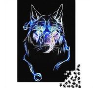 Wolf Fractal Jigsaw Puzzle 1000 Pieces for Adults, Wolf Themed Puzzle Gift, Relaxing Challenge, 52x38cm/1000pcs