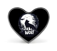 Wolf Full Moon Badge Heart Shape Cute Brooch Pins Button Badges for Backpack Jackets Hats Decor