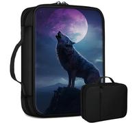 Wolf Full Moon Bible Bag Large Bible Case Cover for Women Men, Multi-Functional Church Bag Bible Protector with Handle Zippered Pocket Christian Gift Bible Study Supplies
